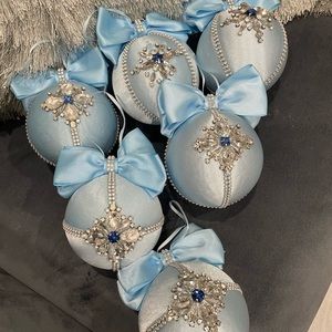 Blue Rhinestone Crystal Velvet Christmas Ornaments